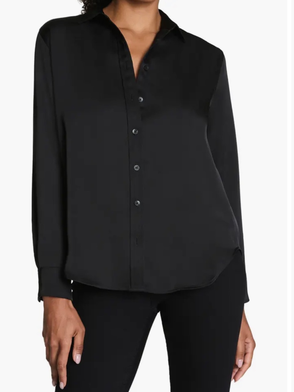 NWT SPANX Better Than Silk Button-Down Shirt Black Size 3X